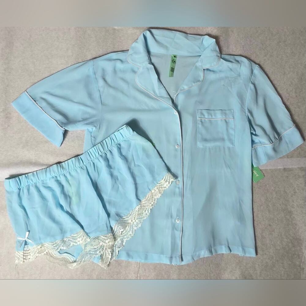 Honeydew Intimates Sky Blue Pajama Set with Lace